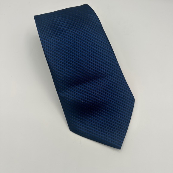 Kailong Other - Kailong Mens Blue Striped Silk Tie Hand Made Ribbed Woven Formal Necktie